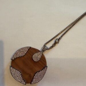 Elegant Wooden Pendant Necklace with Crystal Accents